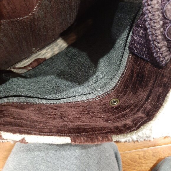 Vintage textured velvet and leather bag - Picture 8 of 13